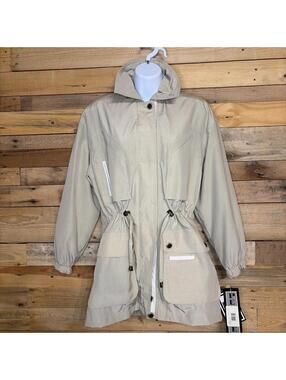 Fleet Street Jacket Womens S Petite Tan Cinch Waist Modern Classic Minimalist